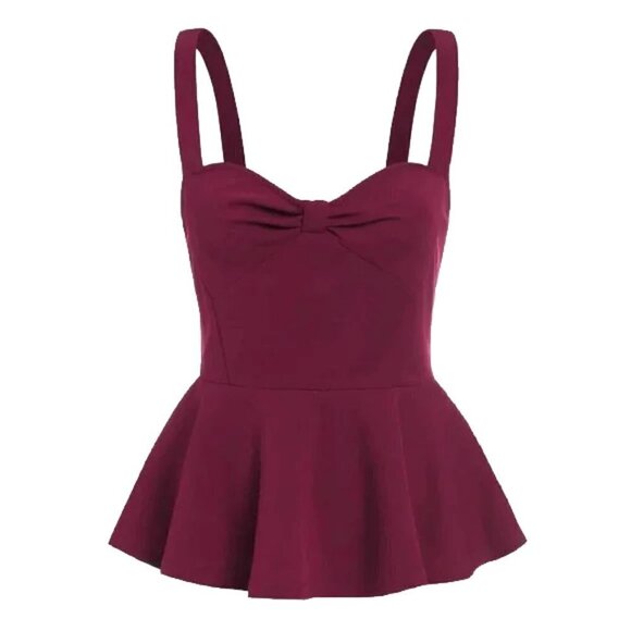 ❤️ 🆕 SHEIN Knot Sweetheart Front Peplum Cami Top SIZE SMALL - Picture 1 of 6